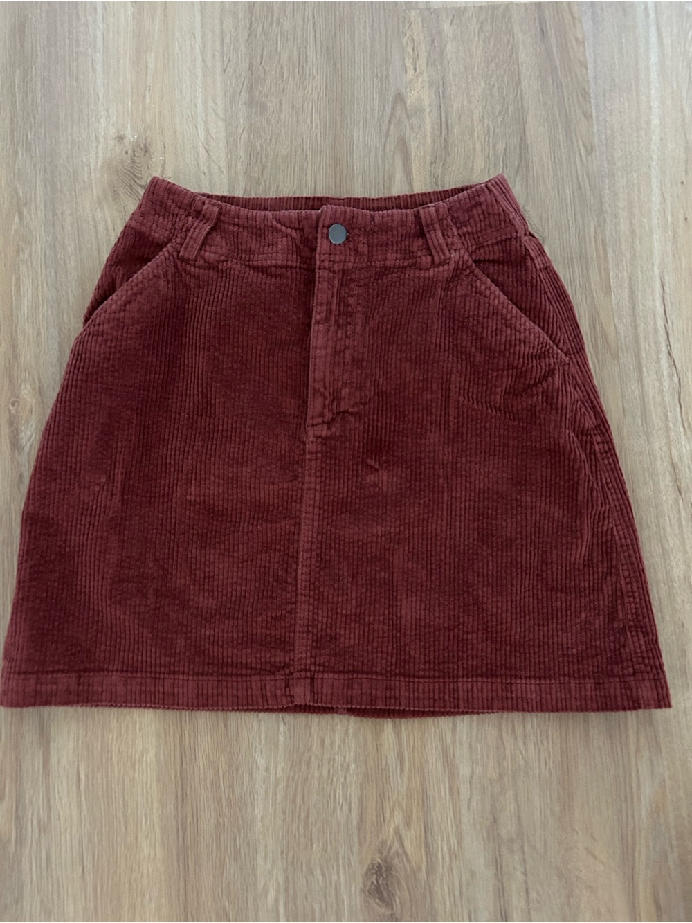 Pact Organic Cotton Corduroy Mini Skirt in Rust